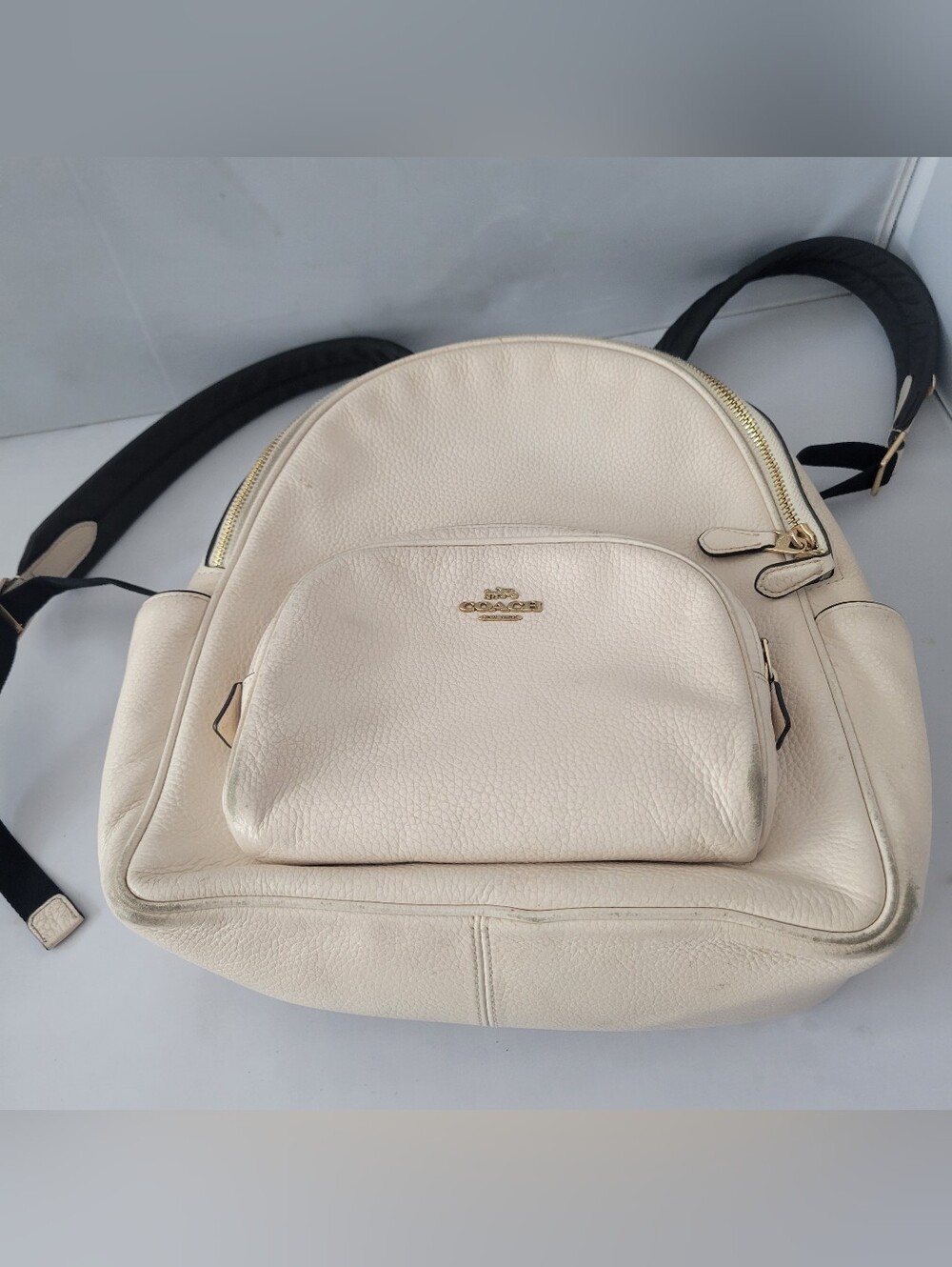 COACH Mini Court Backpack cream Signature Canvas Court Style